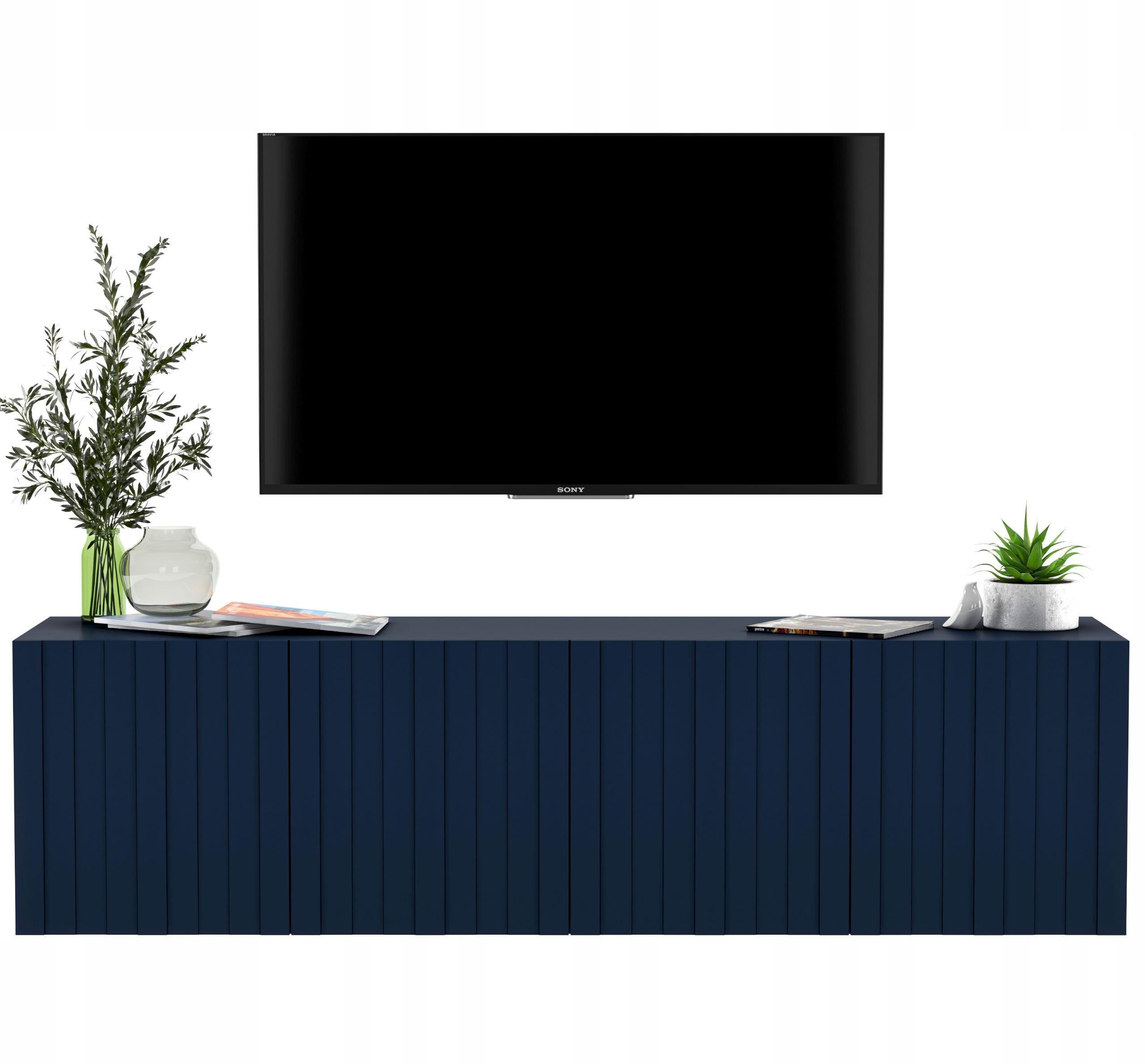 TV-SCHRANK Elpis Marineblau Matt Glamour 150 cm - Blau, Holzwerkstoff (150/37.5/36.5cm) - Meble Lindner