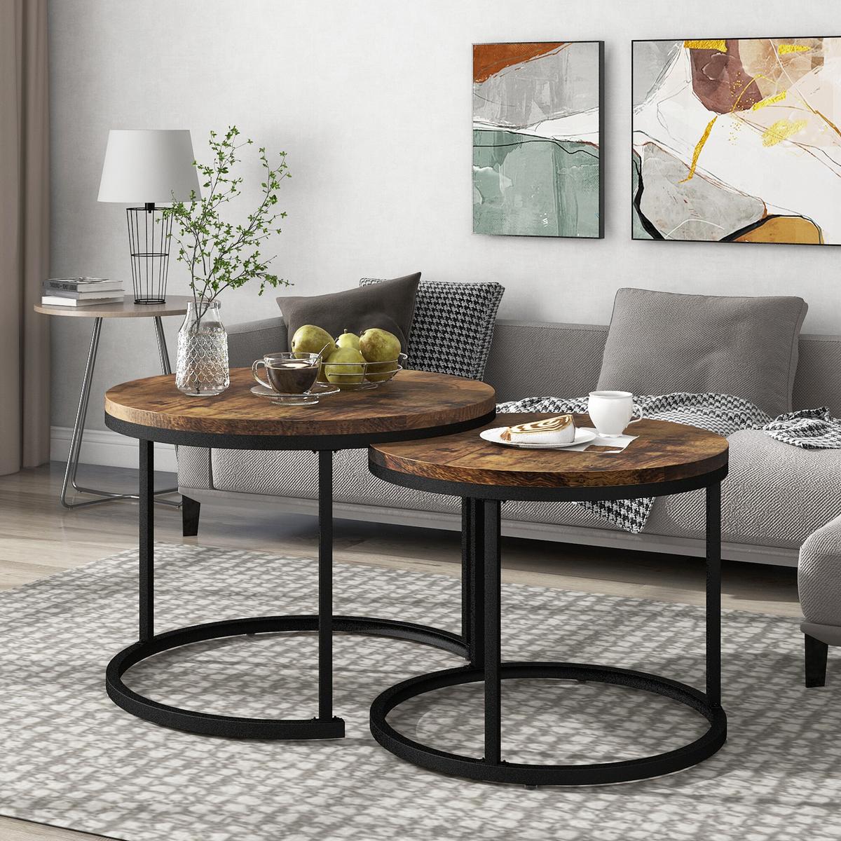 COUCHTISCH-SET 2er-set Holz- Und Schwarzeffekt - Schwarz, Holzwerkstoff/Metall (71/70/50cm) - Urban Meuble