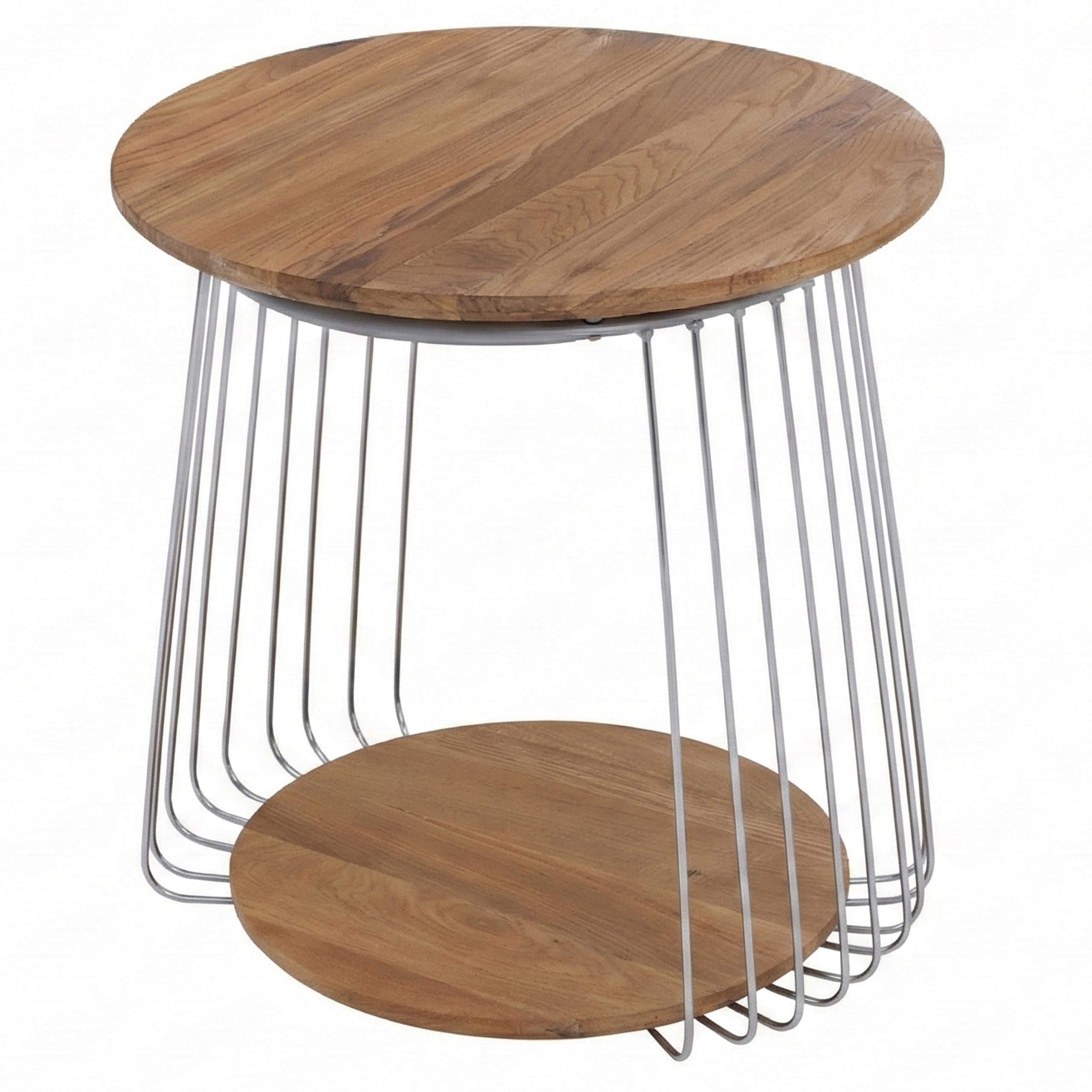 COUCHTISCH rund Braun, Silber - Silberfarben/Braun, Holz (50/50/52cm) - MCW