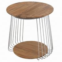 COUCHTISCH rund Braun, Silber - Silberfarben/Braun, Holz (50/50/52cm) - MCW