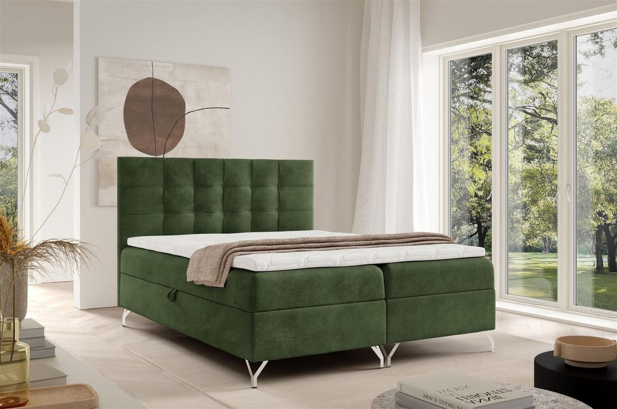 BOXBETT Candela Pre..überlänge - Grün, Holzwerkstoff/Textil (160/220cm) - Fun Möbel