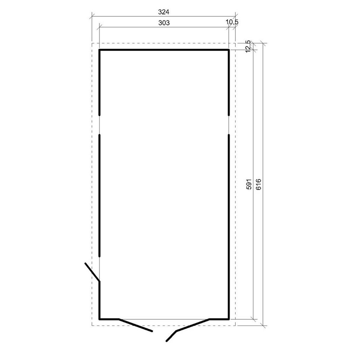 HOLZGARAGE Abstellraum mit Fenstern- H222x616x324 cm /18 m2 - M102 - Naturfarben, Holz (303/183/591cm) - Timbela