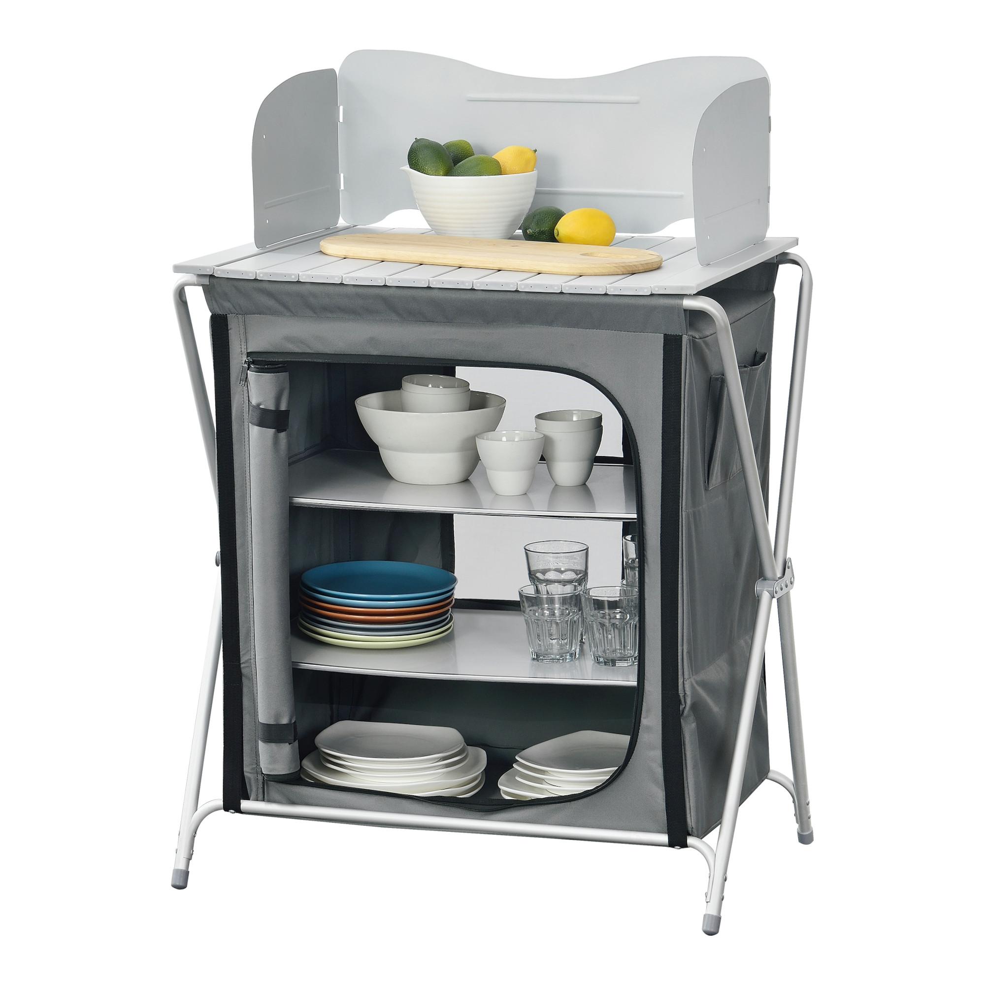 CAMPINGSCHRANK Tullinge - Grau, Textil/Metall (52/70/109.5cm) - [en.casa]