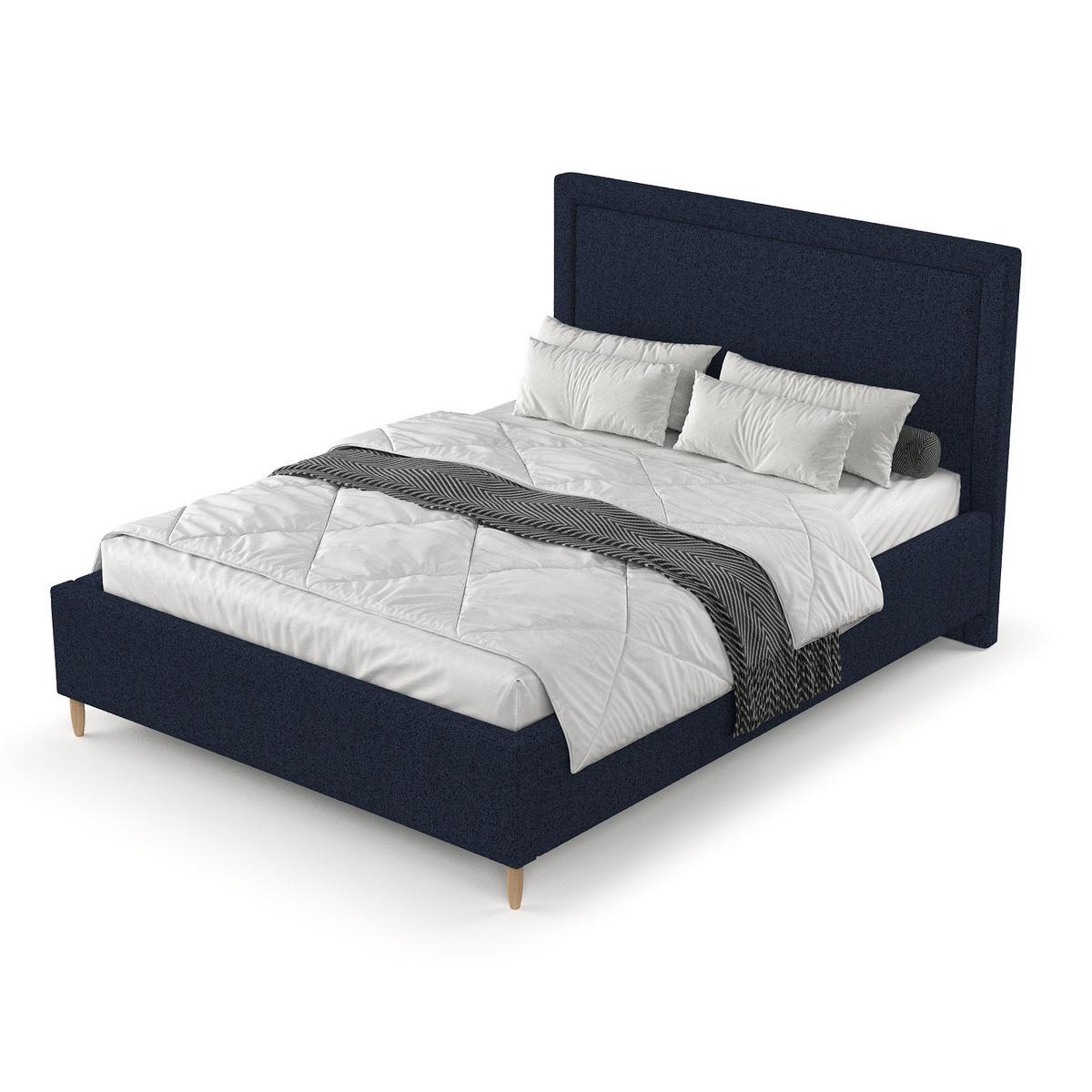 POLSTERBETT Vega 120/200 cm Marineblau im Riva Stoff - Naturfarben/Dunkelblau, Holz/Holzwerkstoff (120/200cm) - AltaBeds