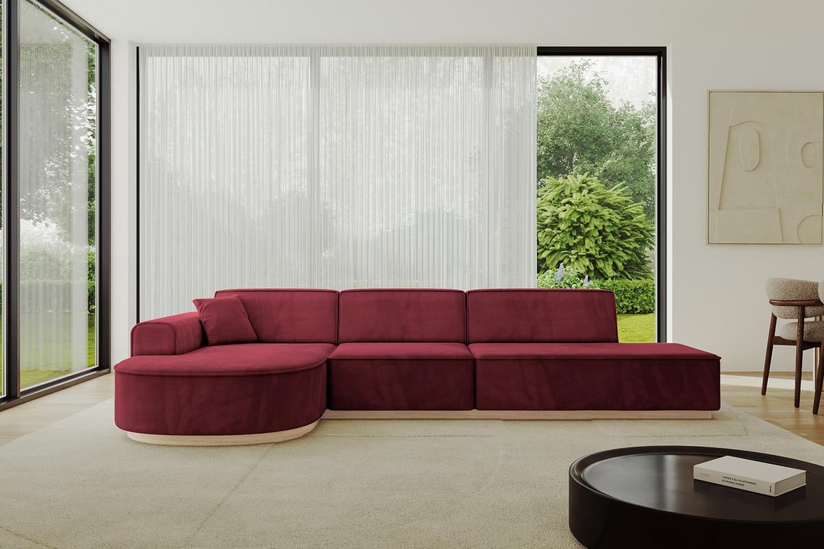 ECKSOFA Ottomane Links ARRIO-L2 - 328x171x83 cm Bordeauxrot - Bordeaux, Holzwerkstoff/Textil (328/171cm) - ALTDECOR