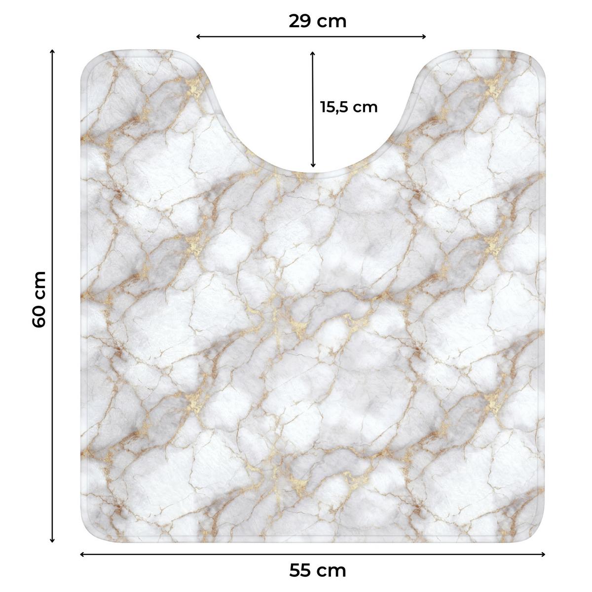 WC-VORLEGER Weiß - Gold - Marmor - Grau Toilettenvorleger 55x60 cm - Weiß, Textil (55/1cm) - OnlyWow