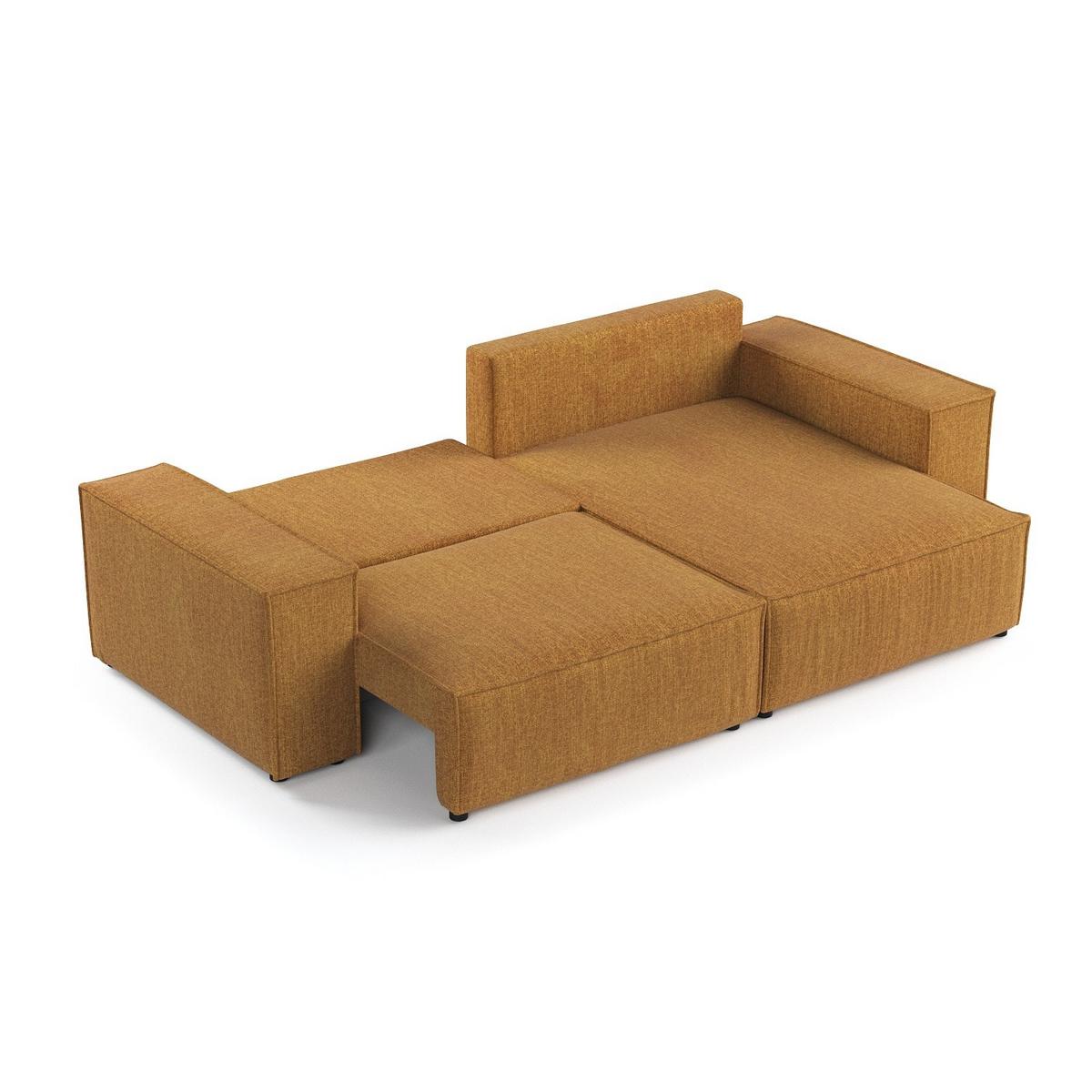 ECKSOFA SENSO mit Schlaffunktion Honiggelb im City Stoff - Schwarz/Honig, Holz/Holzwerkstoff (255/148cm) - AltaBeds