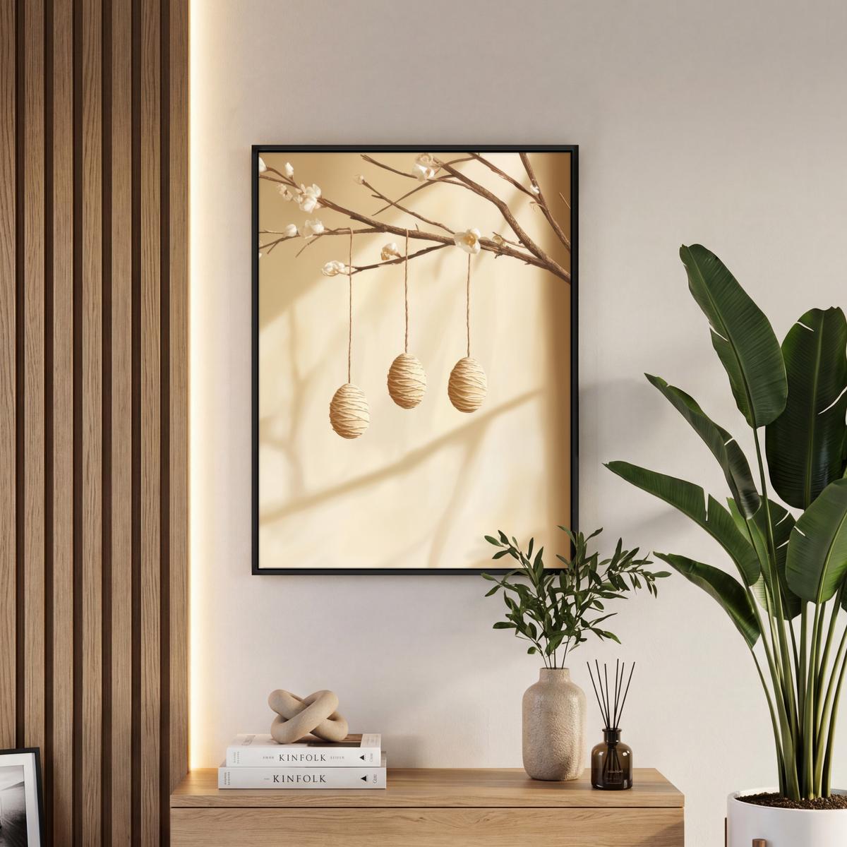 LEINWAND Bilder mit Rahmen - Beige - Osterkuchen - Eier - 60x80 - Beige, Textil (60/80cm) - MuchoWow