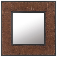WANDSPIEGEL Teakholz dunkelbraun quadratisch 60/60 cm Boise - Dunkelbraun, Holz (60/60/3cm) - Beliani