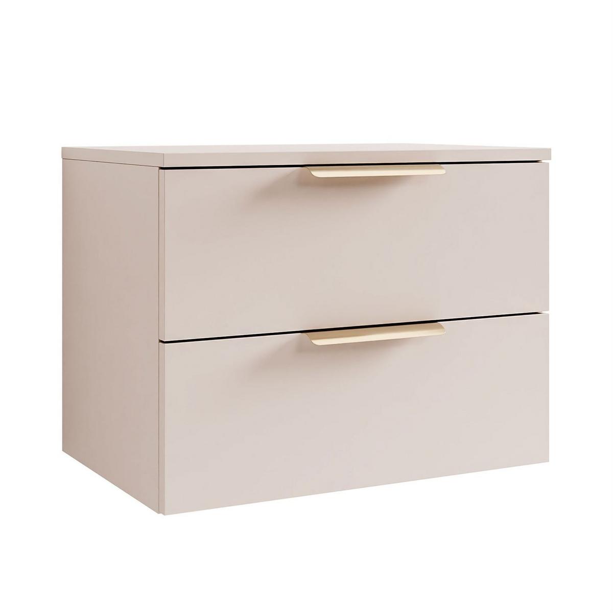 NACHTKOMMODE LINA KASCHMIR 2S LED hängend goldener Chromgriff - Kaschmir/Goldfarben, Holzwerkstoff (55/42/37cm) - Lookway