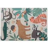 TEPPICH Anti-Rutsch Wohnzimmerteppich Kurzflor mit Dschungel-Muster Fleece-Optik - Multicolor, Textil (120/160cm) - HOMCOM