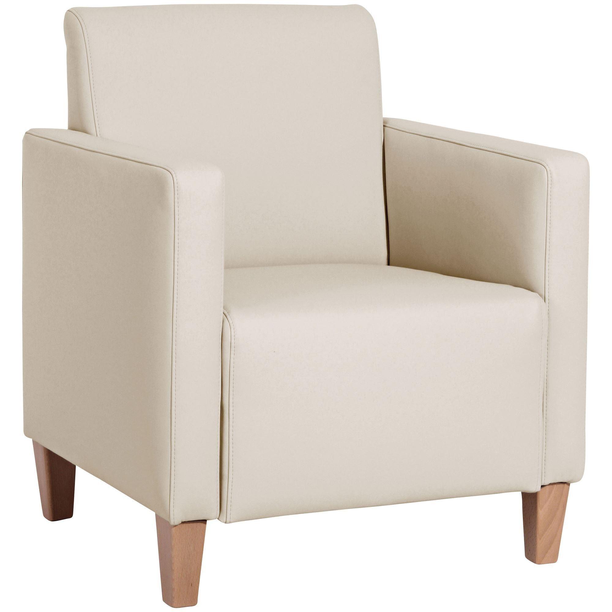 SESSEL Karol Bezug Kunstleder Buche natur / beige - Weiß, Kunststoff (71/81/70cm) - 58aufmkessel