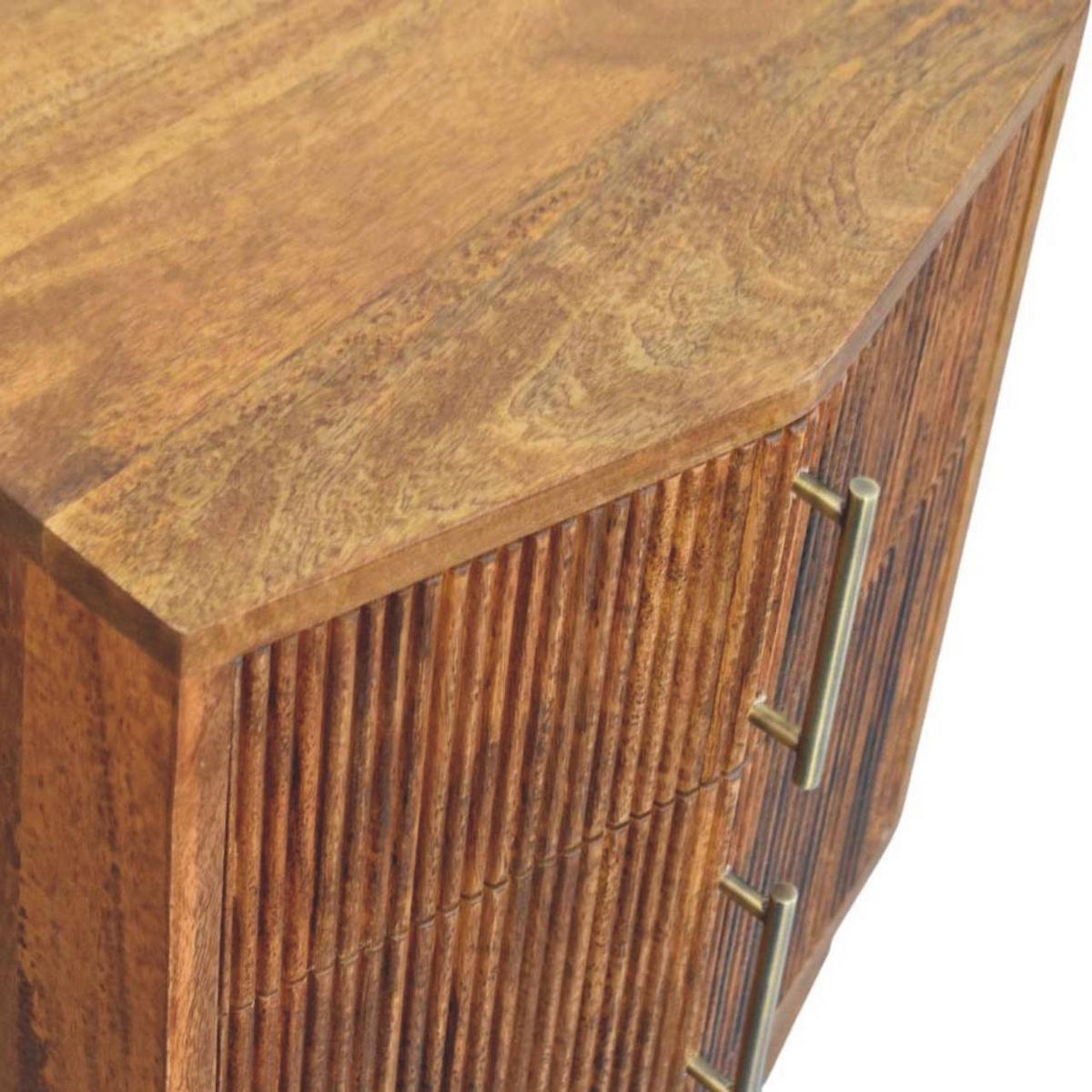 NACHTKASTEN Lamellen-Einheit, 2 Schubladen, Hellbraun - Hellbraun/Messingfarben, Holz/Metall (42/55/40cm) - Artisan Furniture