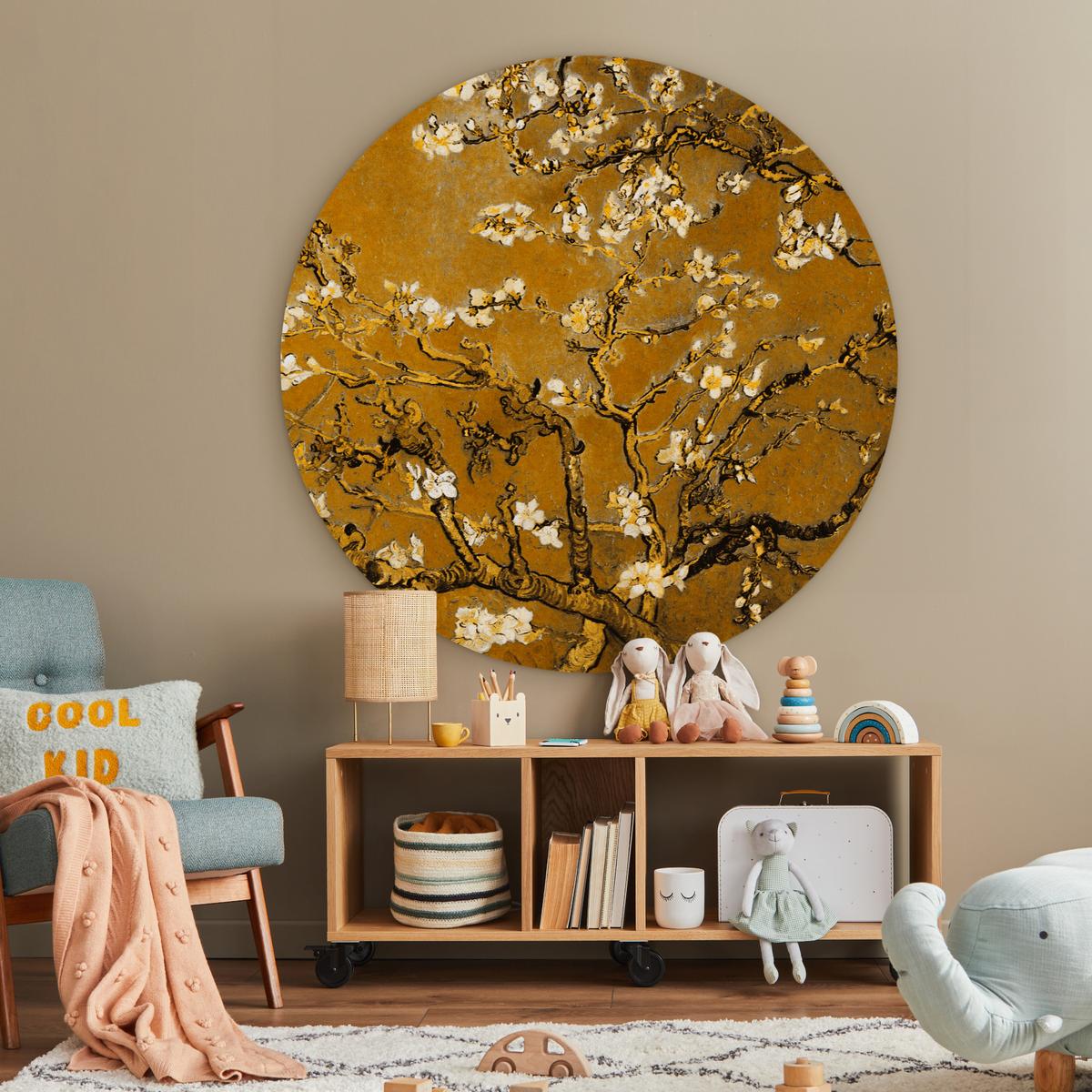 WANDBILD Mandelblüte - Kunst - Van Gogh - Gold Wandbild 120x120 cm - Wengefarben, Kunststoff (120/120cm) - MuchoWow
