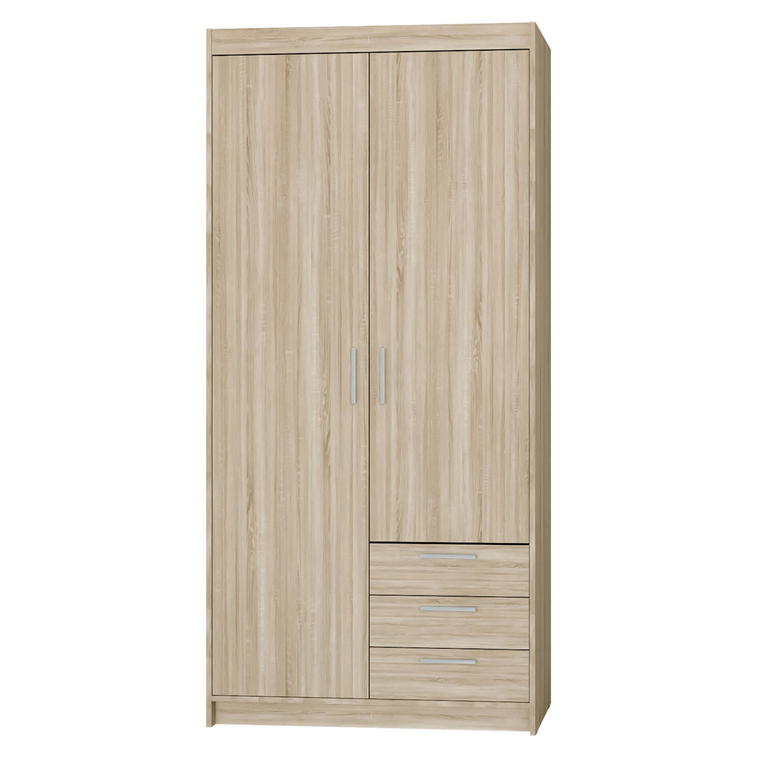 KLEIDERSCHRANK Storicos Sonoma Eiche 89,7/190,5/53 cm - 2T3S Modern mit Schubladen - Sonoma Eiche, Holzwerkstoff/Kunststoff (89.8/190.5/53cm) - AX Living