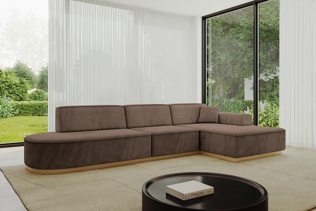 ECKSOFA Ottomane Rechts IREA-L2-v2 - 327x165x80 cm Braun - Braun, Holzwerkstoff/Textil (327/165cm) - ALTDECOR