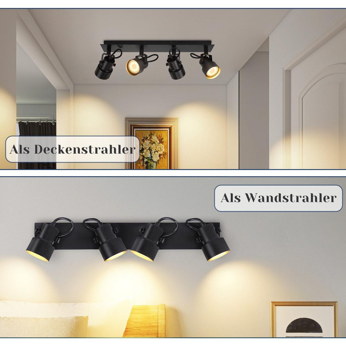 DECKENSTRAHLER Festtagsglanz 4-flammig 43/7/10.5cm - Schwarz, Metall (43/7/10.5cm) - Nettlife