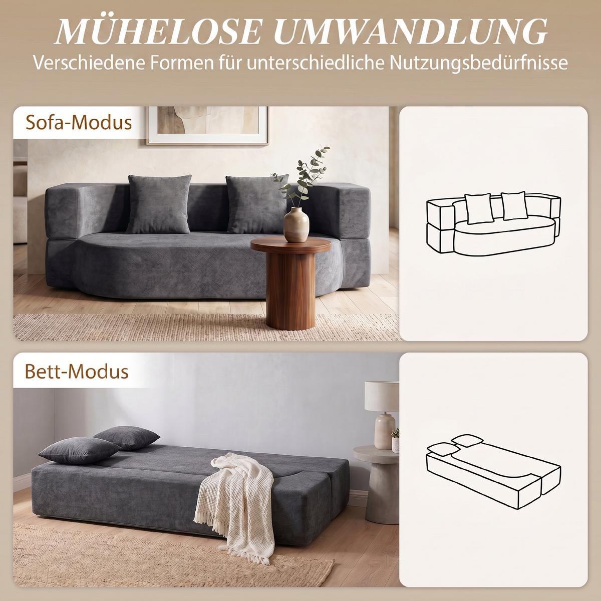 SCHLAFSOFA Polyester Dunkelgrau - Dunkelgrau, Textil (80/60/190cm) - HOMCOM