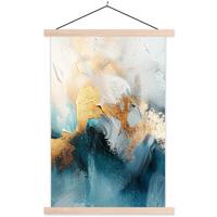 POSTER MIT MAGNETLEISTEN Abstrakt - Kunst - Gold - Blau Deko Wohnzimmer 40x60 cm - Petrol, Textil (40/60/0.15cm) - MuchoWow