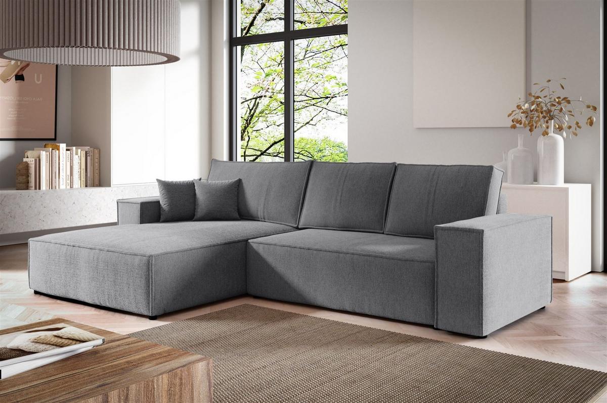 ECKSOFA Corunia In Aragon - Grau, Holzwerkstoff/Textil (294/185cm) - Fun Möbel