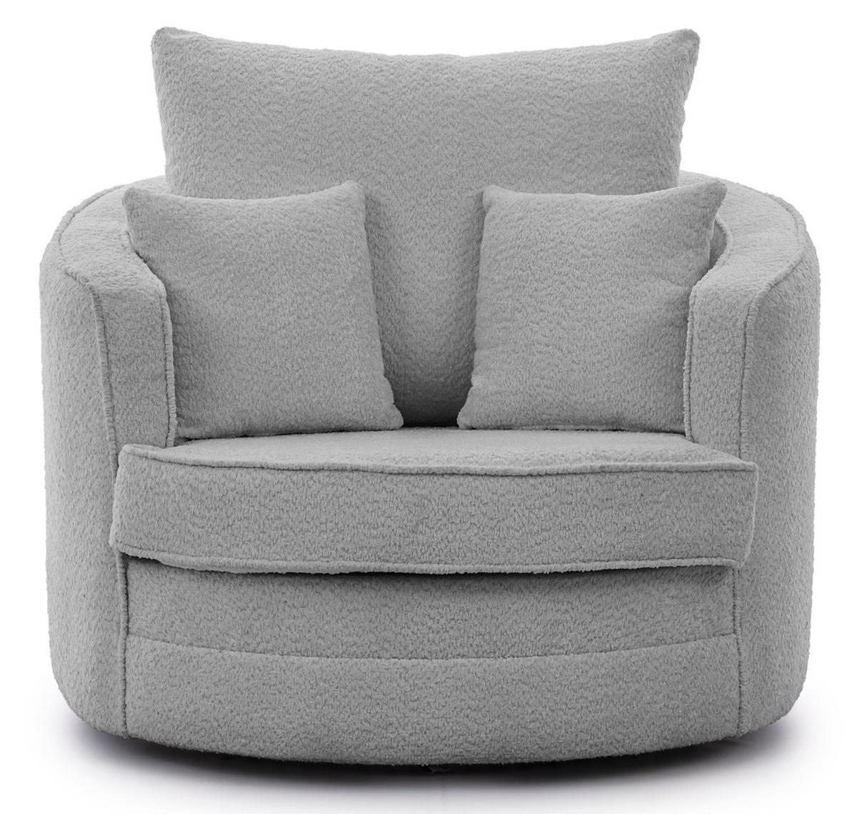 DREHSESSEL Ted aus Grau Boucle-Stoff - Schwarz/Grau, Holz/Textil (107/94/100cm) - S-Style Möbel