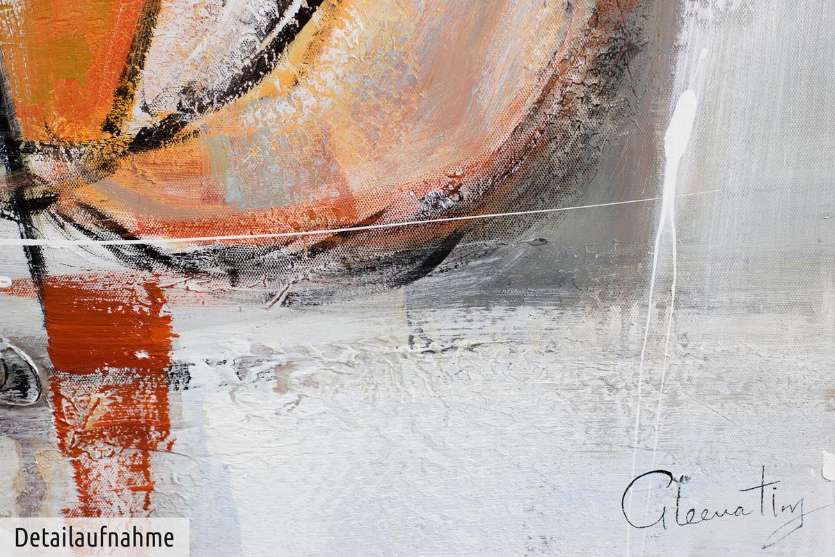 ACRYLBILD HANDGEMALT 120/80 cm - Orange/Grau, Holz/Textil (120/80cm) - KUNSTLOFT