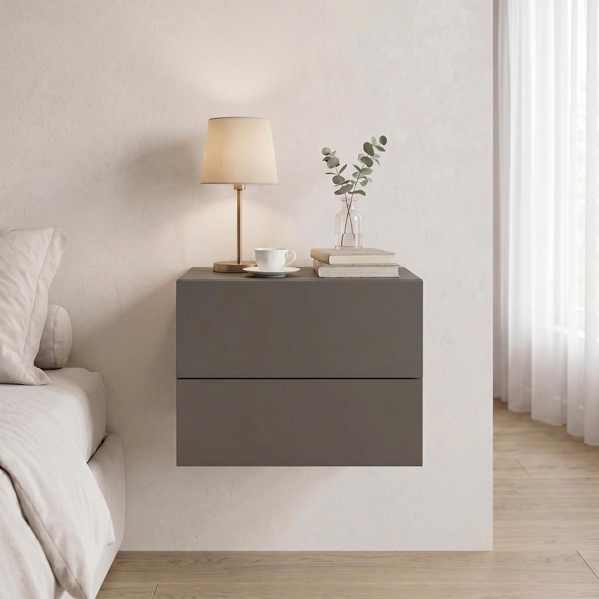 HÄNGENDER NACHTTISCH ANNI - Grau, Holzwerkstoff (42/29/30cm) - CARO-Möbel