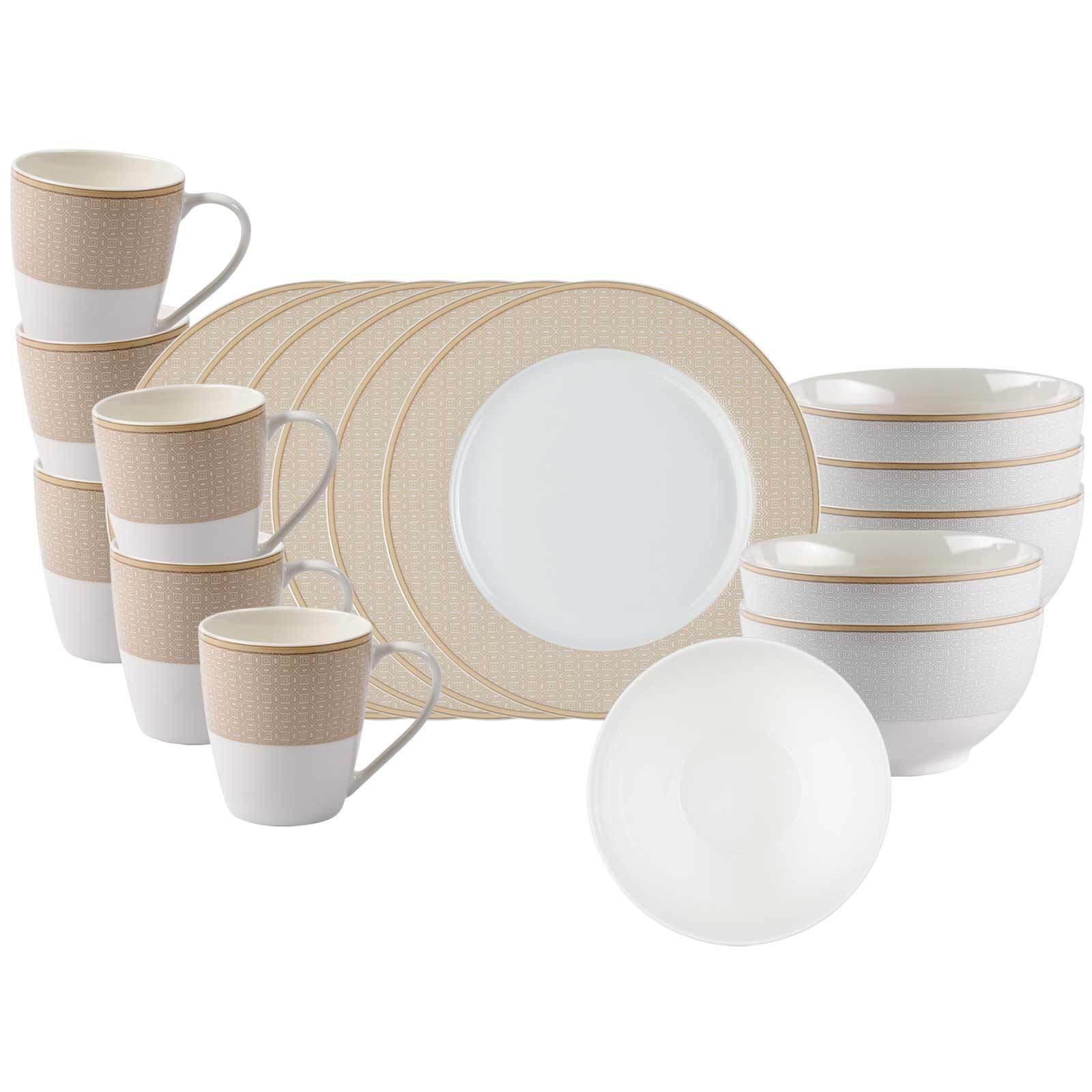 FRÜHSTÜCKSSERVICE Geo beige 18-tlg. - Beige, Keramik (2/2/2cm) - Ritzenhoff Breker