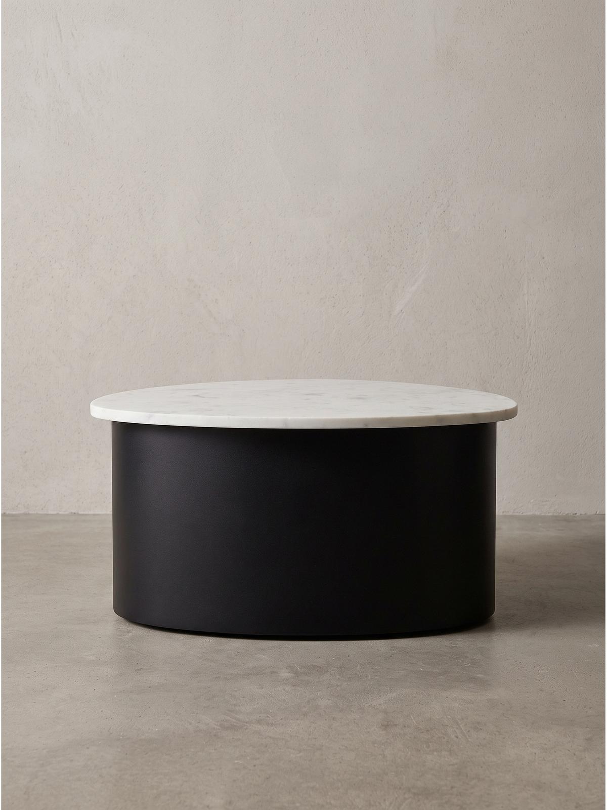 COUCHTISCH VIGEVANO, Marmor, handgefertigt, Weiß-Schwarz, 63 x 63 x 30 cm - Schwarz/Weiß, Stein/Metall (63/63/30cm) - KADIMA DESIGN