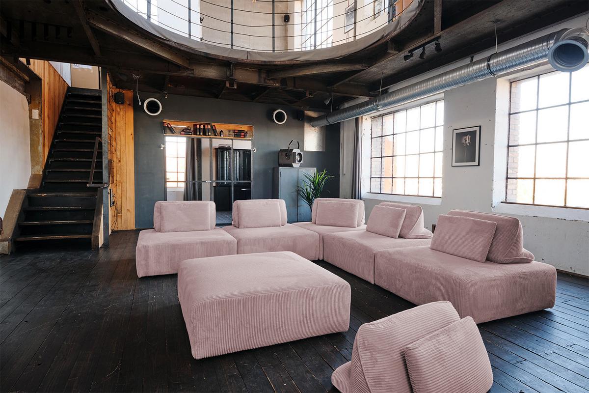 MODULSOFA WIOLO SOFT 6 MODULE 6 KISSEN Pink Cord - Schwarz/Rosa, Kunststoff/Textil (333/84/333cm) - KAWOLA
