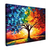 LEINWANDBILD Baum - Kunst - Natur - Sonnenuntergang Wandbild 40x30 cm - Multicolor, Textil (40/30cm) - MuchoWow