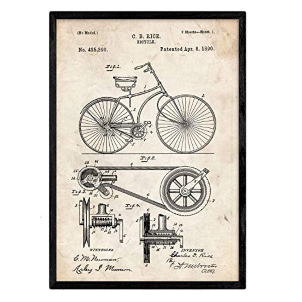 POSTER Fahrrad Patent A3 Rahmenlos - Klar, Papier (29.7/5/42cm) - Nacnic