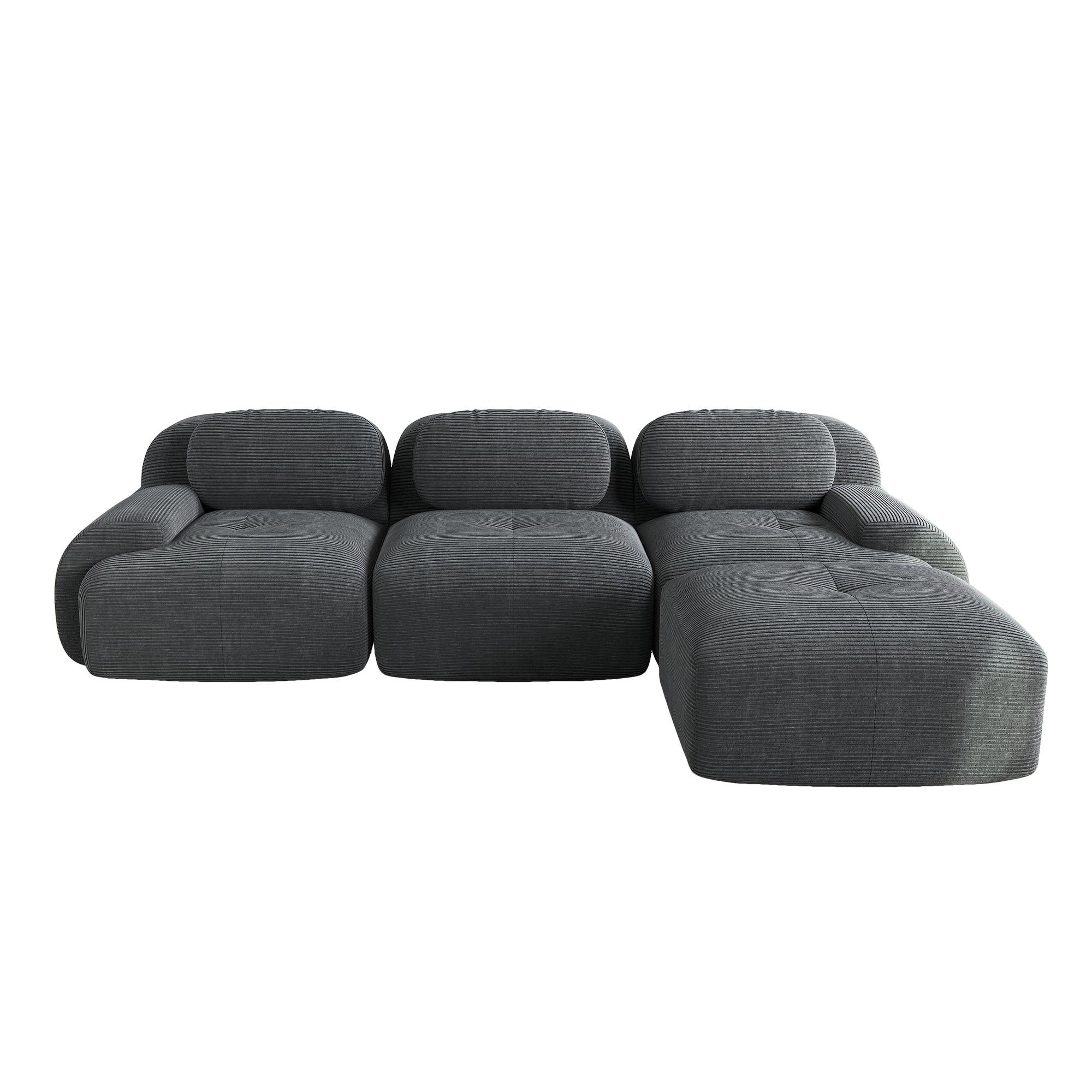 ECKSOFA in cordstoff grau rahmenloses design & modular - Grau, Textil (178/298cm) - Urban Meuble
