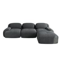 ECKSOFA in cordstoff grau rahmenloses design & modular - Grau, Textil (178/298cm) - Urban Meuble
