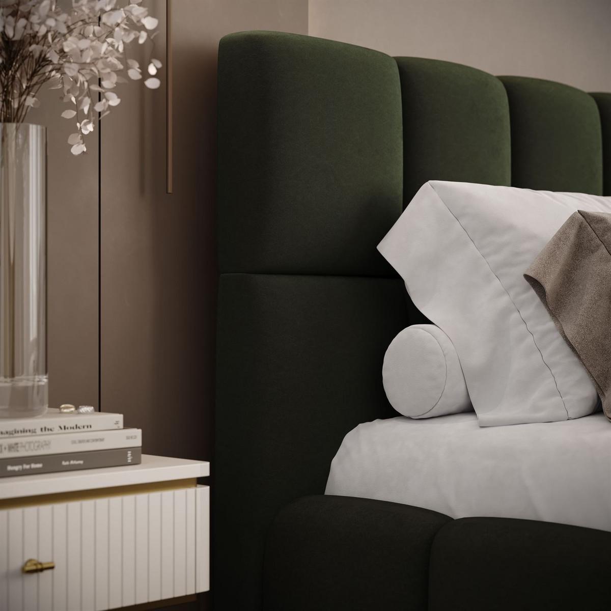 POLSTERBETT VENEZIA mit Bettkasten 180x200, Castel 39 - Dunkelgrün, Textil (180/200cm) - Lookway