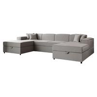 WOHNLANDSCHAFT Santos U Boucle - Schwarz/Grau, Holzwerkstoff/Kunststoff (320/79/166cm) - MIRJAN24