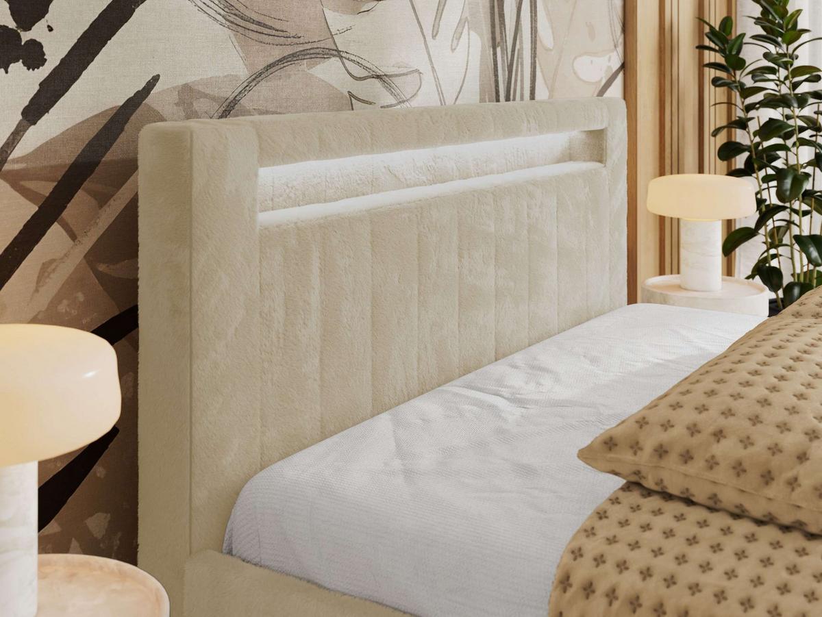 POLSTERBETT GOLD 5 CLASSIC 160/200 - Creme Plüsch - Multipocket-Matratze - Creme, Textil (160/200cm) - MKS