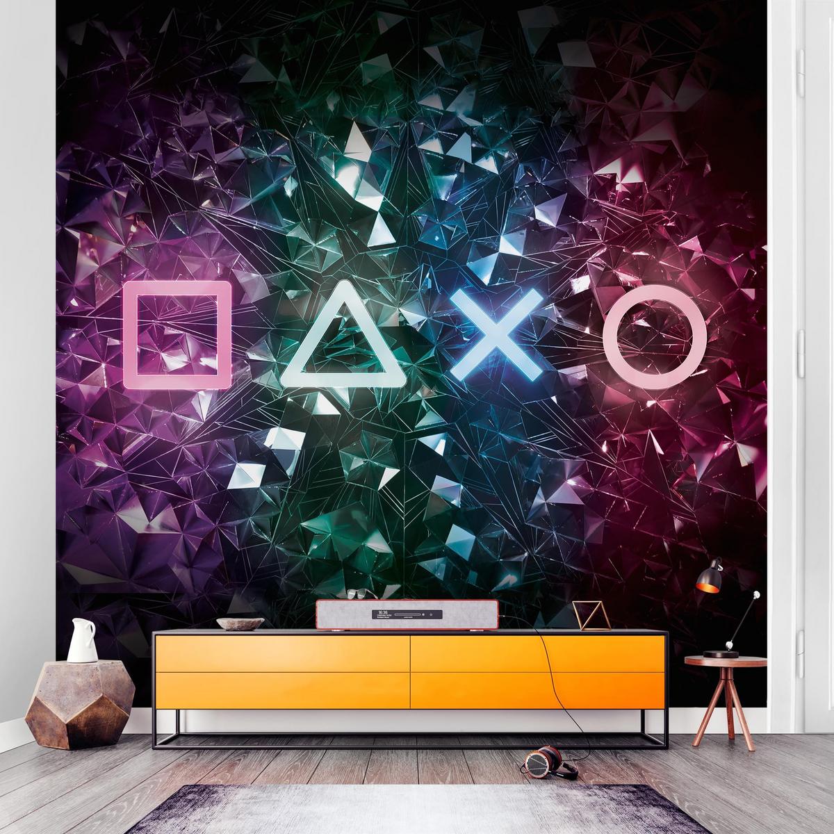 FOTOTAPETE Controller Symbole in Kristallen 240/240 cm - Multicolor, Papier (240/240cm) - Bilderwelten
