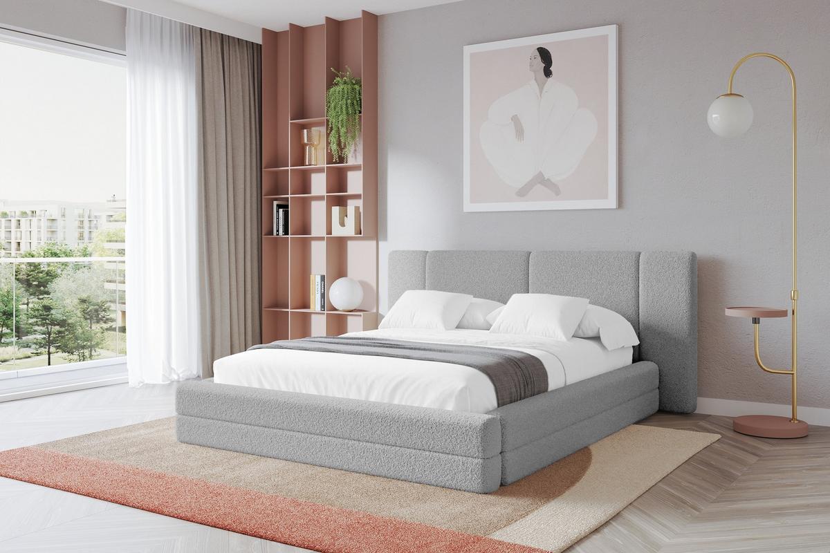 POLSTERBETT mit Bettkasten und Lattenrost, Bett mit Matratze H3/H4 - TEVO 140x200 Hellgrau - Taupe, Holzwerkstoff/Textil (140/200cm) - ALTDECOR