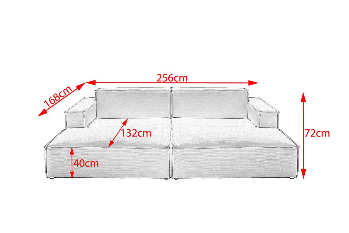 BIG SOFA SAMU Grün Cord - Schwarz/Grün, Textil (256/72/168cm) - KAWOLA