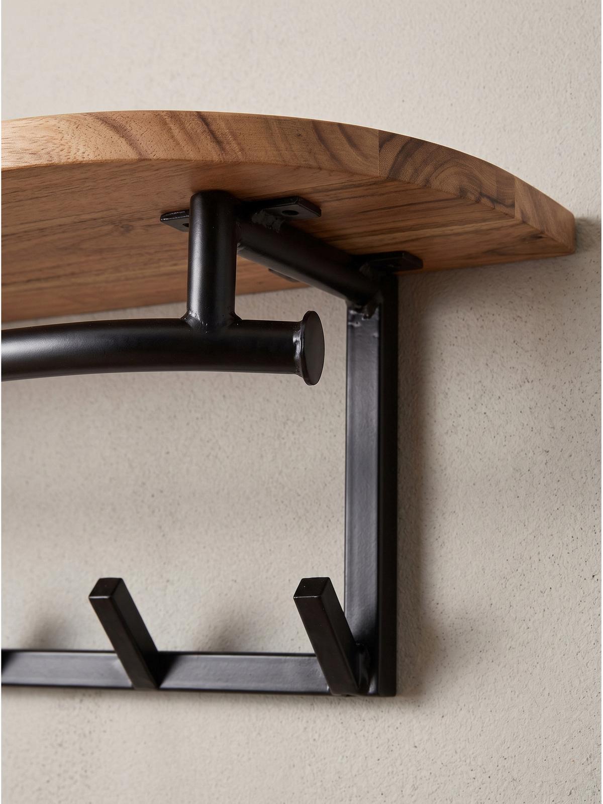 WANDGARDEROBE TIETAR, Akazie Massivholz, Akazie-Schwarz, 100 x 20 x 30 cm - Schwarz/Akaziefarben, Metall (100/30/20cm) - KADIMA DESIGN