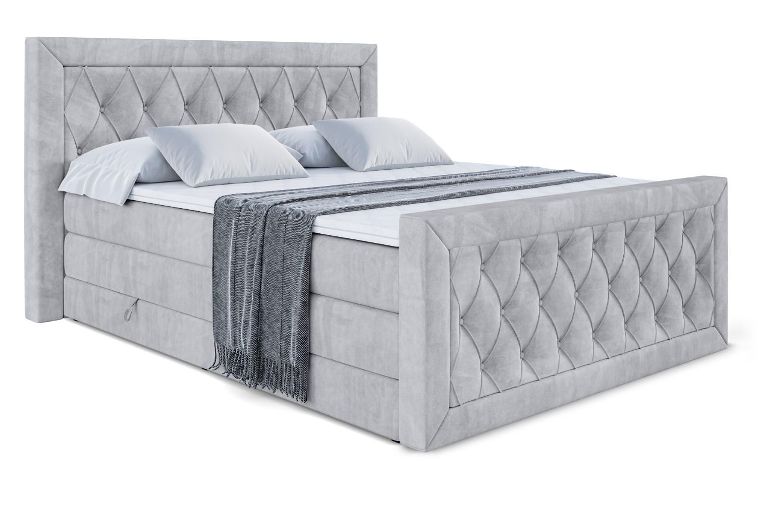 BOXSPRINGBETT NOEL-Z KING - 140 x 200 - H3/H4 - Hellgrau - Hellgrau, Holzwerkstoff (140/200cm) - ALTDECOR