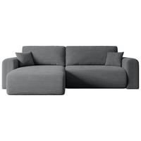ECKSOFA mit Schlaffunktion und Bettkasten ORRO-L - 272x145x83 cm Dunkelgrau Cord - Dunkelgrau/Schwarz, Holzwerkstoff/Kunststoff (272/145cm) - ALTDECOR