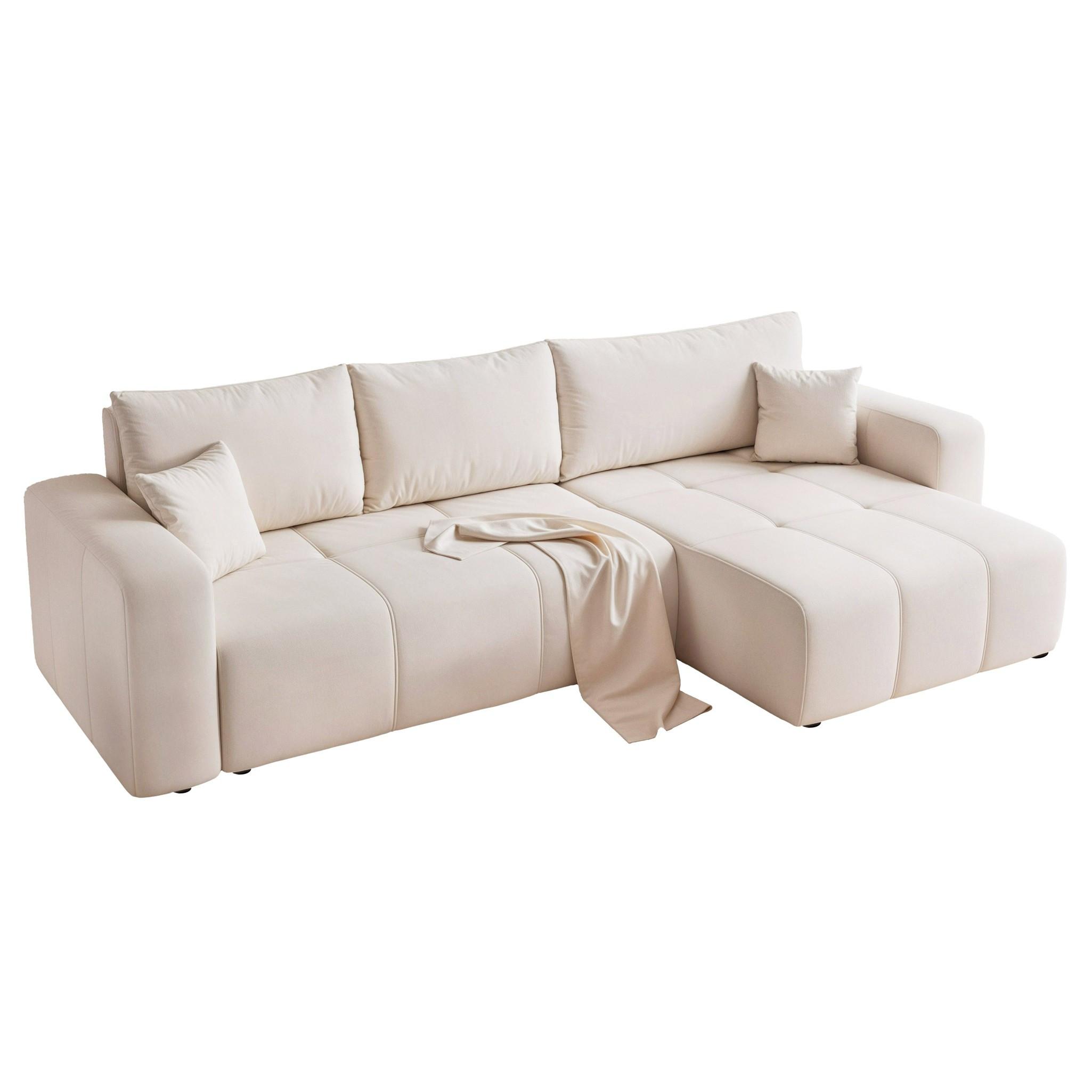 ECKSOFA Leros Xl Mit Schlaffunktion - Creme, Holzwerkstoff/Textil (145/278cm) - Fun Möbel
