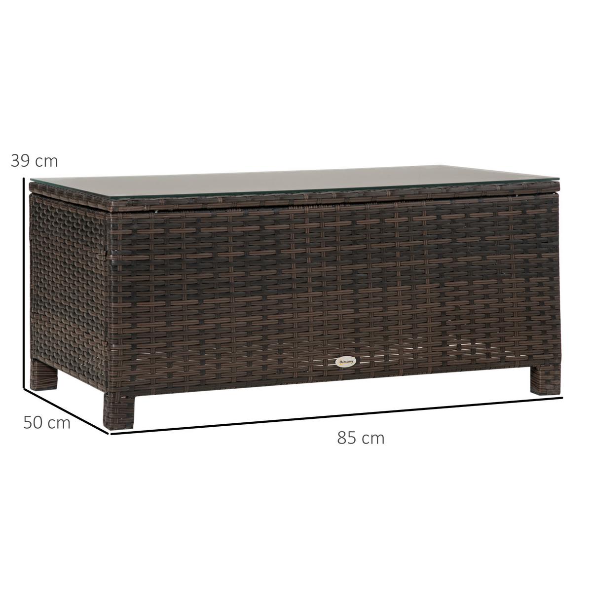 GARTEN Beistelltisch Couchtisch Gartentisch Balkontisch ESG PE-Rattan Braun - Braun, Kunststoff (85/50/39cm) - Outsunny