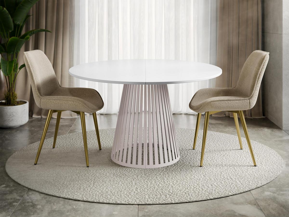 ESSTISCH ausziehbar Cone Cashmere 100 - Kaschmir/Weiß, Holzwerkstoff/Metall (100/100/76cm) - MIRJAN24
