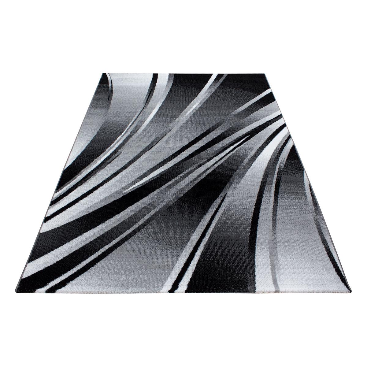 KURZFLORTEPPICH DRAU, mit abstraktem Wellenmuster, Schwarz, 120 x 170 cm - Schwarz, Textil (120/170cm) - KADIMA DESIGN