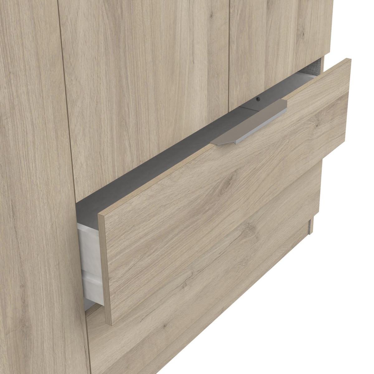 KLEIDERSCHRANK mit 4 Türen und 2 Schubladen Ghost - L157,3 cm - Sonoma Eiche, Holzwerkstoff (51.1/203/204.5cm) - Demeyere