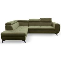 ECKSOFA MAGIA L-S Grün Plüsch-Stoff mit Schlaffunktion - Grün, Holz (260/217cm) - MASSENO