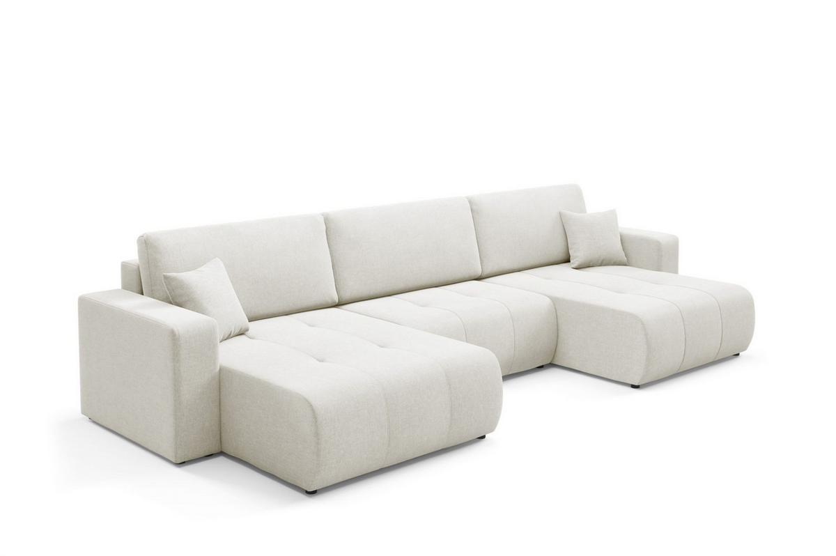 WOHNLANDSCHAFT Augusto - Creme, Holzwerkstoff/Textil (344/82/149cm) - Fun Möbel